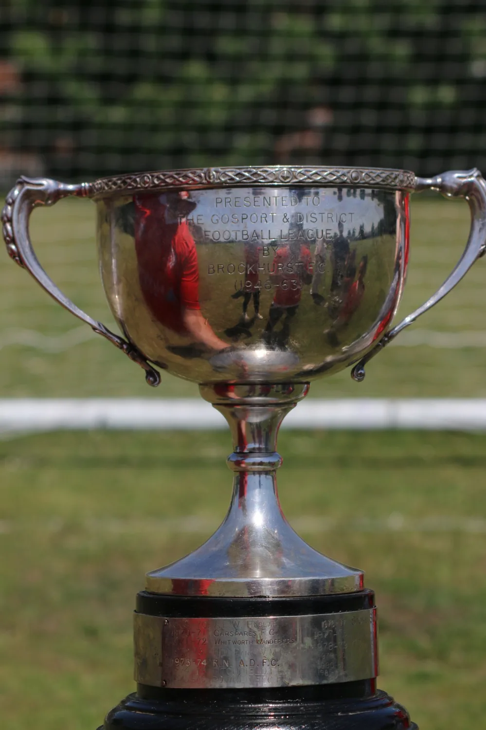 Close-up of the championship trophy